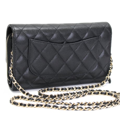 CHANEL Phone Holder Wallet on Chain Quilted Caviar Black #75683