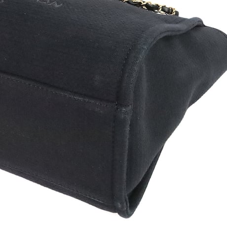 CHANEL Medium Deauville Tote Bag Canvas Black #20309