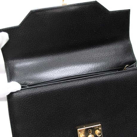GUCCI Lady Lock Top Handle Bag Leather Black #75830