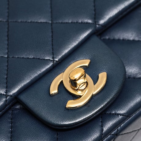 CHANEL Mini Square Flap Bag Quilted Lambskin Blue #75636