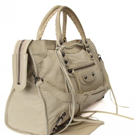 BALENCIAGA Classic City Shoulder Bag Leather Ivory ＃76373