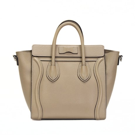 CELINE Nano Luggage Tote Bag Leather Light Beige #75600
