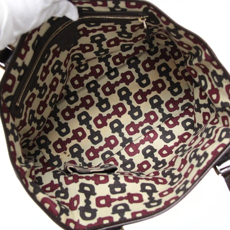 GUCCI Tote Bag with Bag Charm GG Canvas Brown #76639