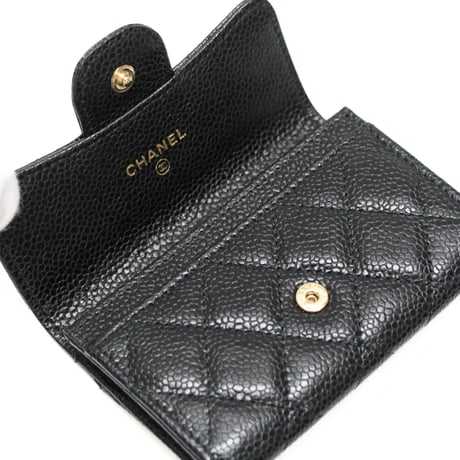 CHANEL Mini Flap Wallet Quilted Caviar Black #76716