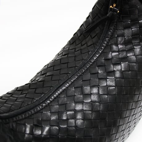 BOTTEGA VENETA Hobo Bag Intrecciato Leather Black #76212