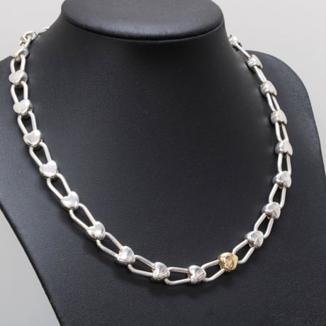 Tiffany & Co Heart Link Padlock Necklace Sterling Silver 925 18K Yellow Gold #76232