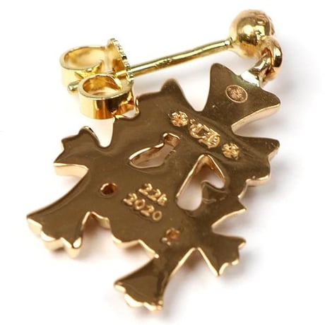 Chrome Hearts 22K Triple CH Cross Earrings with Pavé Diamonds #104783