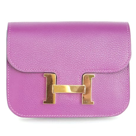 HERMES Constant Slim Wallet Evercolor Leather Anemone #20128