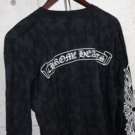 Chrome Hearts All-Over CH Cross Print Floral Cross Sleeve Horseshoe Long Sleeve #31916