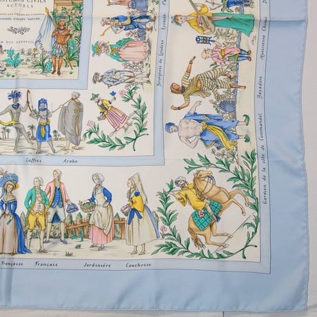 HERMES Carre 90 Silk 100% Scarf Stole "COSTUME CIVILS ACTUELS" #76525