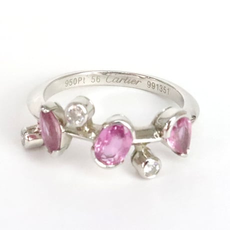 Cartier Meli Melo Ring Pink Sapphire Diamond Platinum #20069