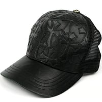 Chrome Hearts Cemetery Cross Leather Patch Mesh Trucker Hat Cap Black #104249