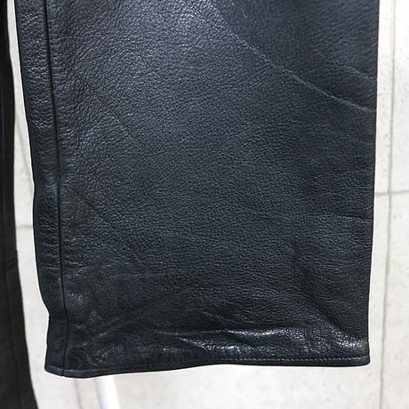 Chrome Hearts Flearknee Heavy Leather Pants with Cross Patches#103652
