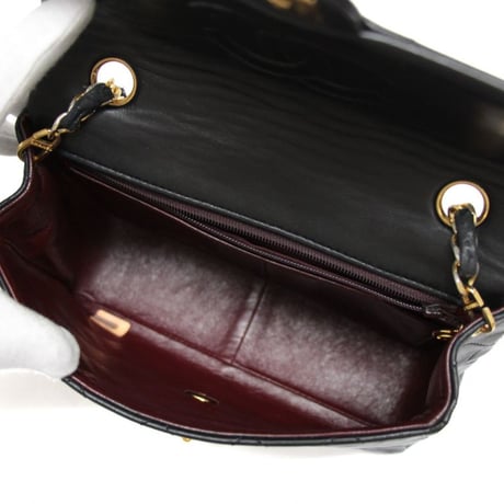 CHANEL Mini Square 20 Flap Bag Quilted Lambskin Black ＃75472