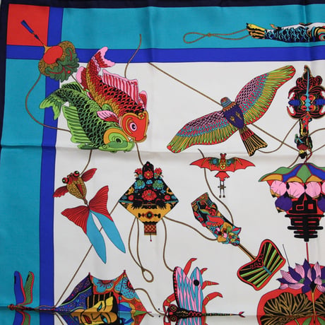 HERMES Carre 90 Silk 100% Scarf Stole "SOIES VOLANTES" #76549