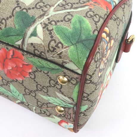 GUCCI Tian Boston Bag GG Supreme Canvas Beige #19775