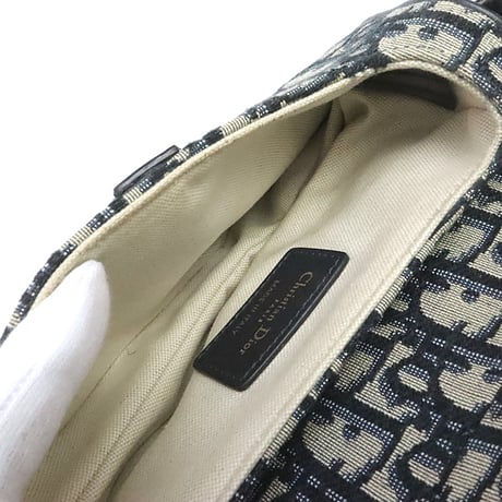 Christian Dior Small Saddle Bag Dior Oblique Canvas Navy ＃19840