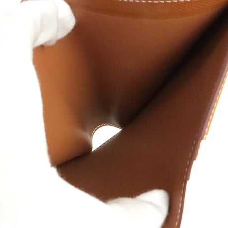HERMES Bearn Compact Wallet Epsom Leather Gold #20350
