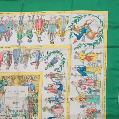 HERMES Carre 90 Silk 100% Scarf Stole "COSTUME CIVILS ACTUELS" #76421