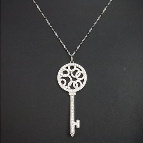 TIFFANY＆CO. Large Bubble Key Pendant Necklace Platinum Diamond #19721