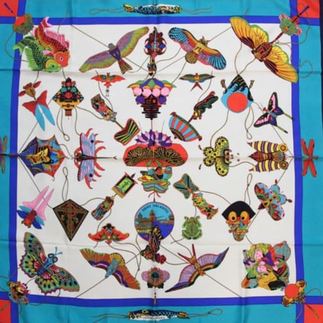 HERMES Carre 90 Silk 100% Scarf Stole "SOIES VOLANTES" #76549