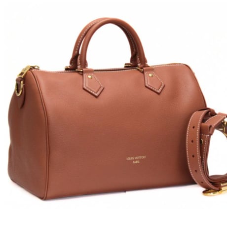 Louis Vuitton Speedy Soft 30 Handbag Low Key Grain Cow Leather Cognac M24892 #75928