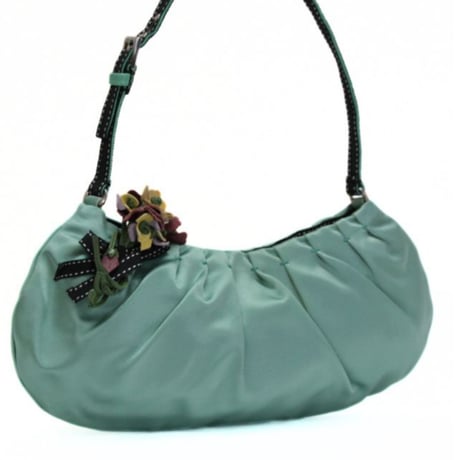 PRADA Raso Mini Handbag Flower Embellished Satin Light Green #75768