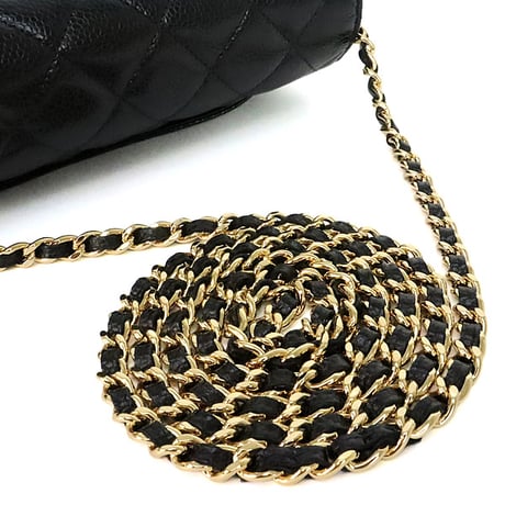 CHANEL Wallet on Chain Bag Quilted Caviar Black #20125