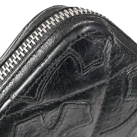 Chrome Hearts REC F ZIP Quilted Cemetery Cross Patch Leather Wallet #31643