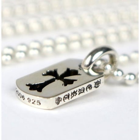 Chrome Hearts Cut Out Cross Tiny Dog Tag & Ball Chain Necklace #104126