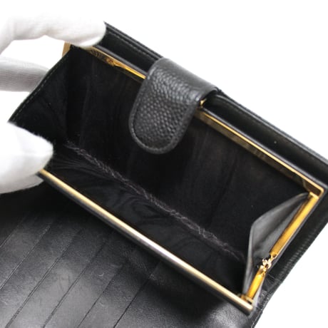 CHANEL CC Logo Bifold Wallet Caviar Black #76112