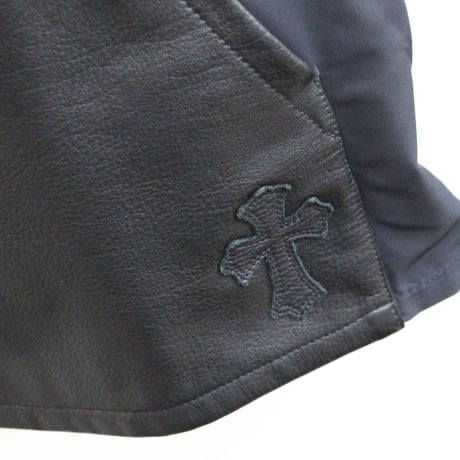 Chrome Hearts Brand-New Carpenter Leather Pocket Cross Patch Zip-Up Shirt #31889