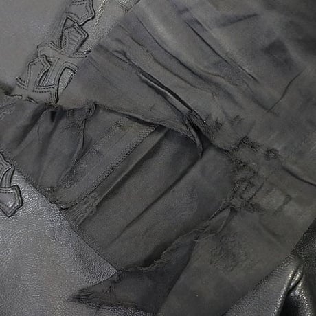 Chrome Hearts Flearknee Heavy Leather Pants with Cross Patches#103652