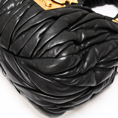 Miu Miu Matelasse Handbag Leather Black #75573