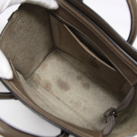 CELINE Nano Luggage Tote Bag Leather Greige #76506