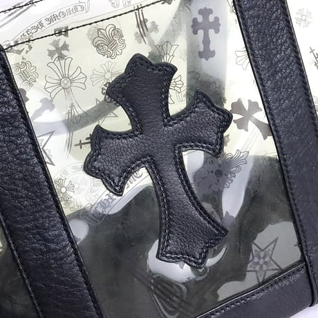 Chrome Hearts  Cross Patch Mini Tote Beige PVC x Leather Black and Clear #20017