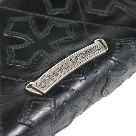 Chrome Hearts REC F ZIP Quilted Cemetery Cross Patch Leather Wallet #31643