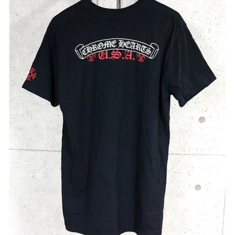 Chrome Hearts Scroll Label USA T-Shirt Black #31731
