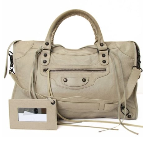 BALENCIAGA Classic City Shoulder Bag Leather Ivory ＃76373
