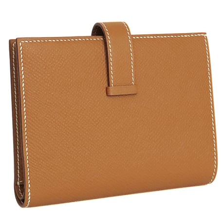 HERMES Bearn Compact Wallet Epsom Leather Gold #20350