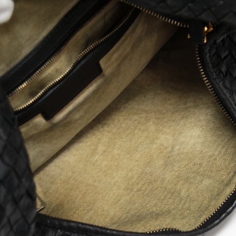 BOTTEGA VENETA Hobo Bag Intrecciato Leather Black #76287