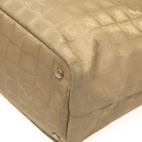 CHANEL New Travel Line MM Tote Bag Nylon Gold #75720