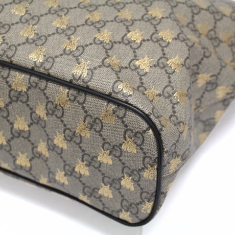 GUCCI Tote Bag GG Supreme Bees Canvas Beige Black #75809