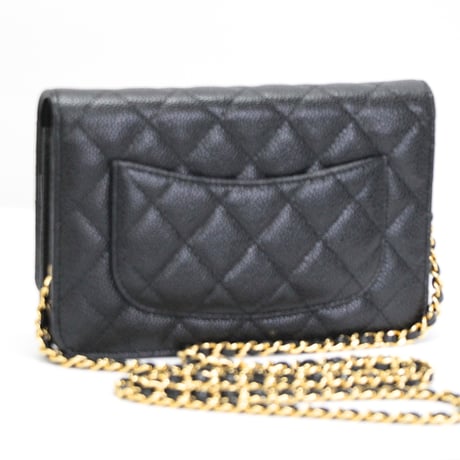 CHANEL Wallet on Chain Bag Quilted Caviar Black #76295