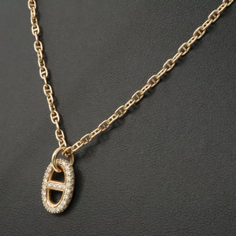 HERMES Chaine d'Ancre Farandole PM Necklace 18K Pink Gold Diamonds＃19569
