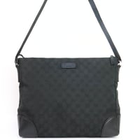 Gucci GG Canvas Leather Shoulder Bag Black #31948