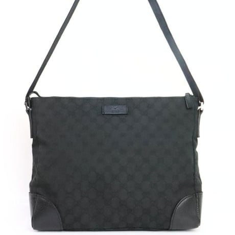 Gucci GG Canvas Leather Shoulder Bag Black #31948