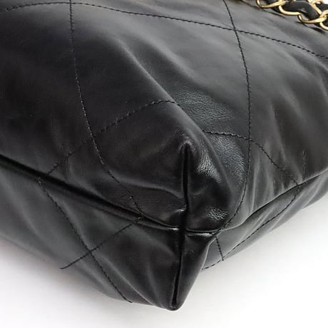 CHANEL 22 Small Handbag Quilted Shiny Calfskin Black #19791