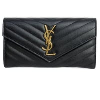 SAINT LAURENT PARIS Cassandra Zip-around Long Wallet Quilted Leather Black #20023