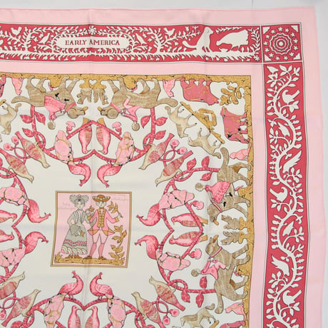 HERMES Carre 90 Silk 100% Scarf Stole "EARLY AMERICA" #76546